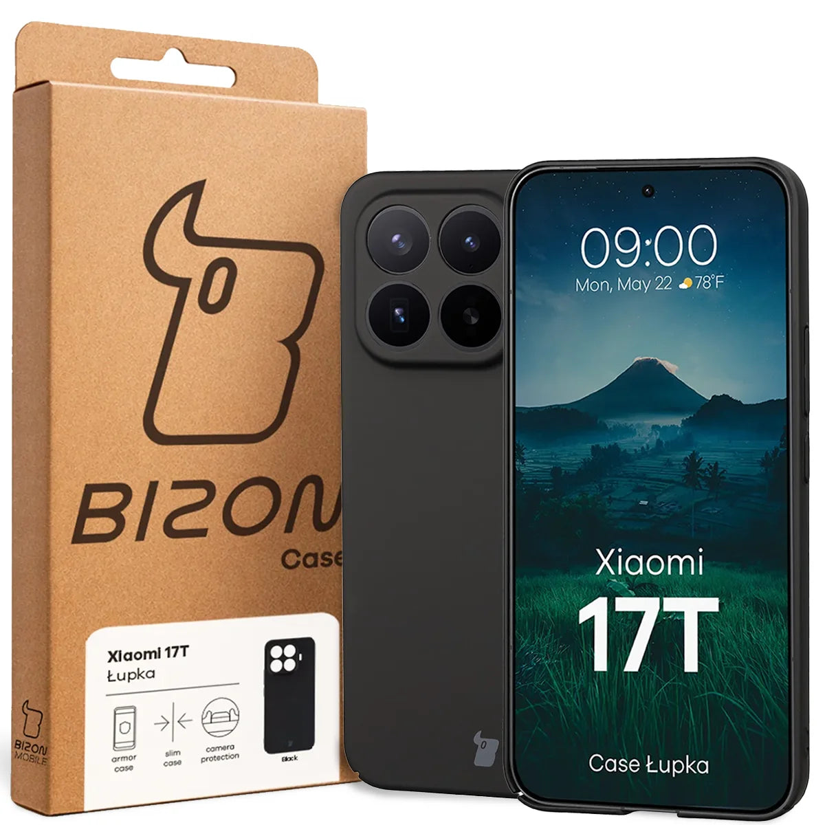 Handyhülle für Xiaomi 17T, Bizon Case Lupka, Schwarz