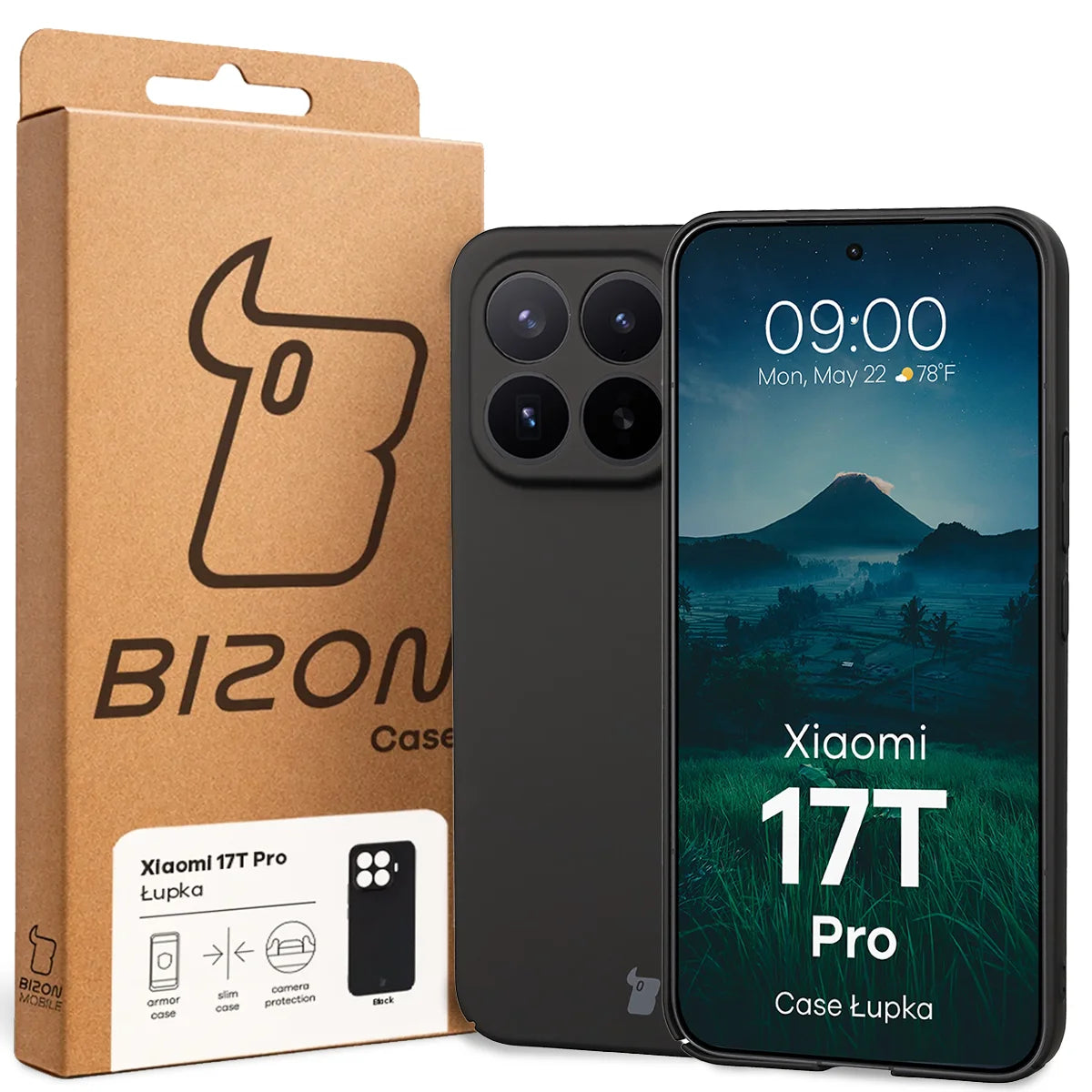 Handyhülle für Xiaomi 17T Pro, Bizon Case Lupka, Schwarz
