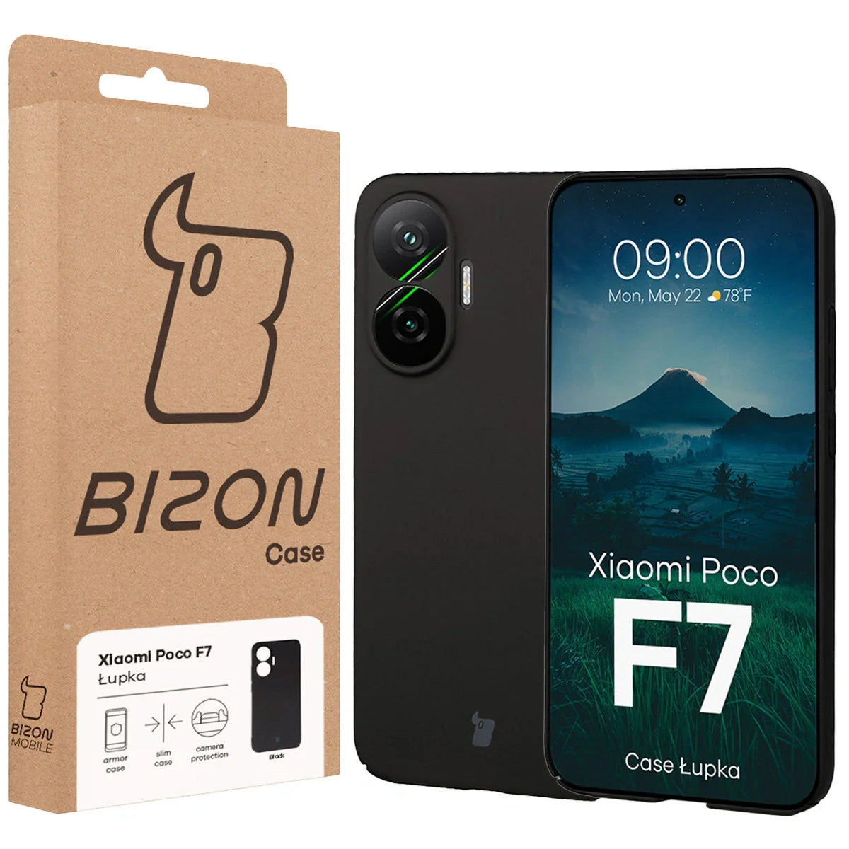 Handyhülle für Xiaomi POCO F7, Bizon Case Lupka, Schwarz