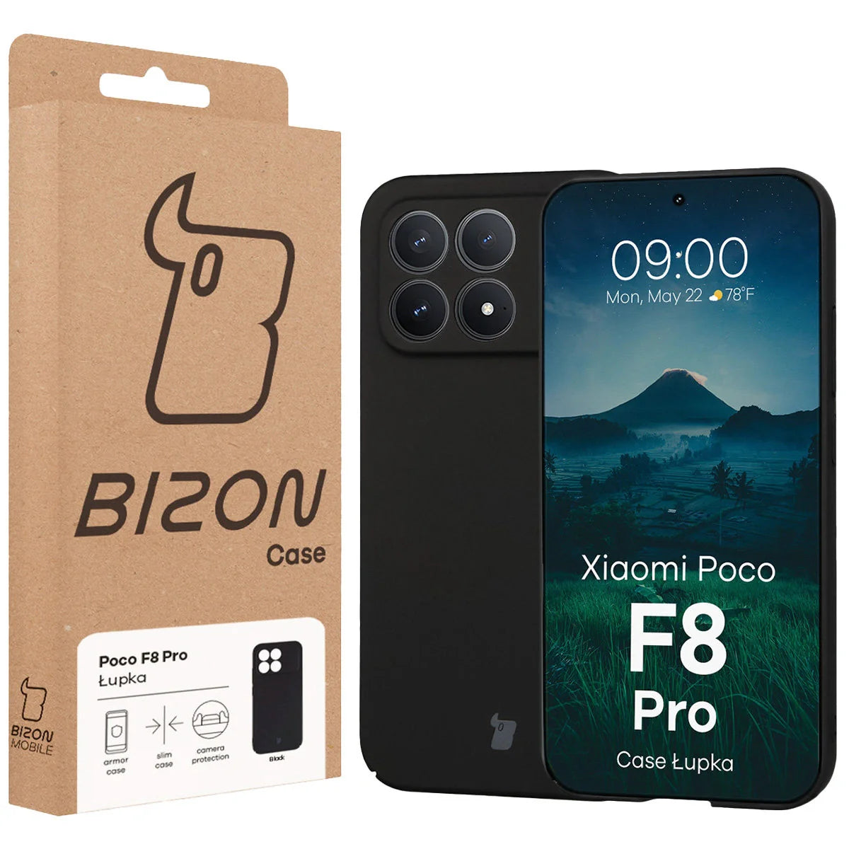 Handyhülle für Xiaomi POCO F8 Pro, Bizon Case Lupka, Schwarz