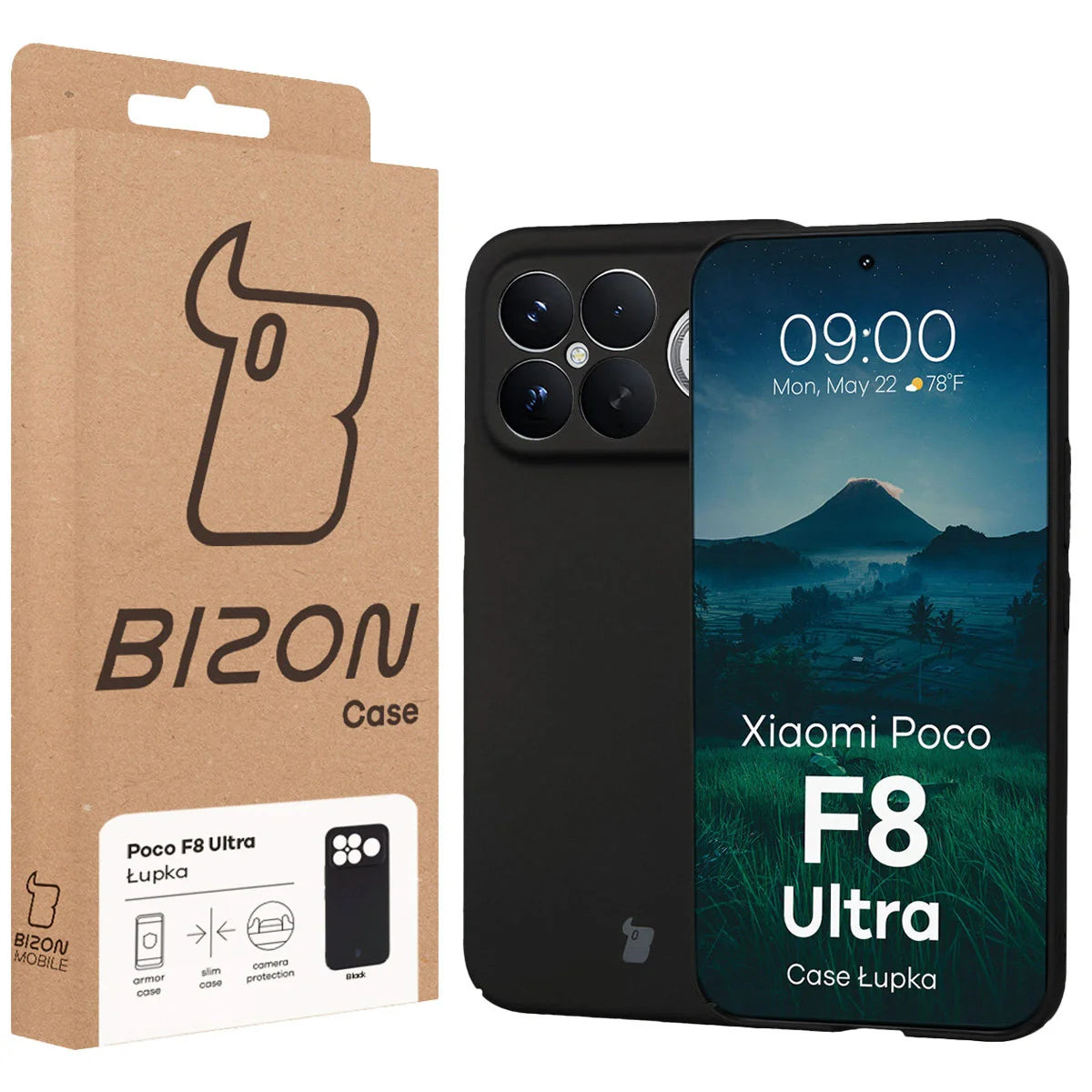 Handyhülle für Xiaomi POCO F8 Ultra, Bizon Case Lupka, Schwarz