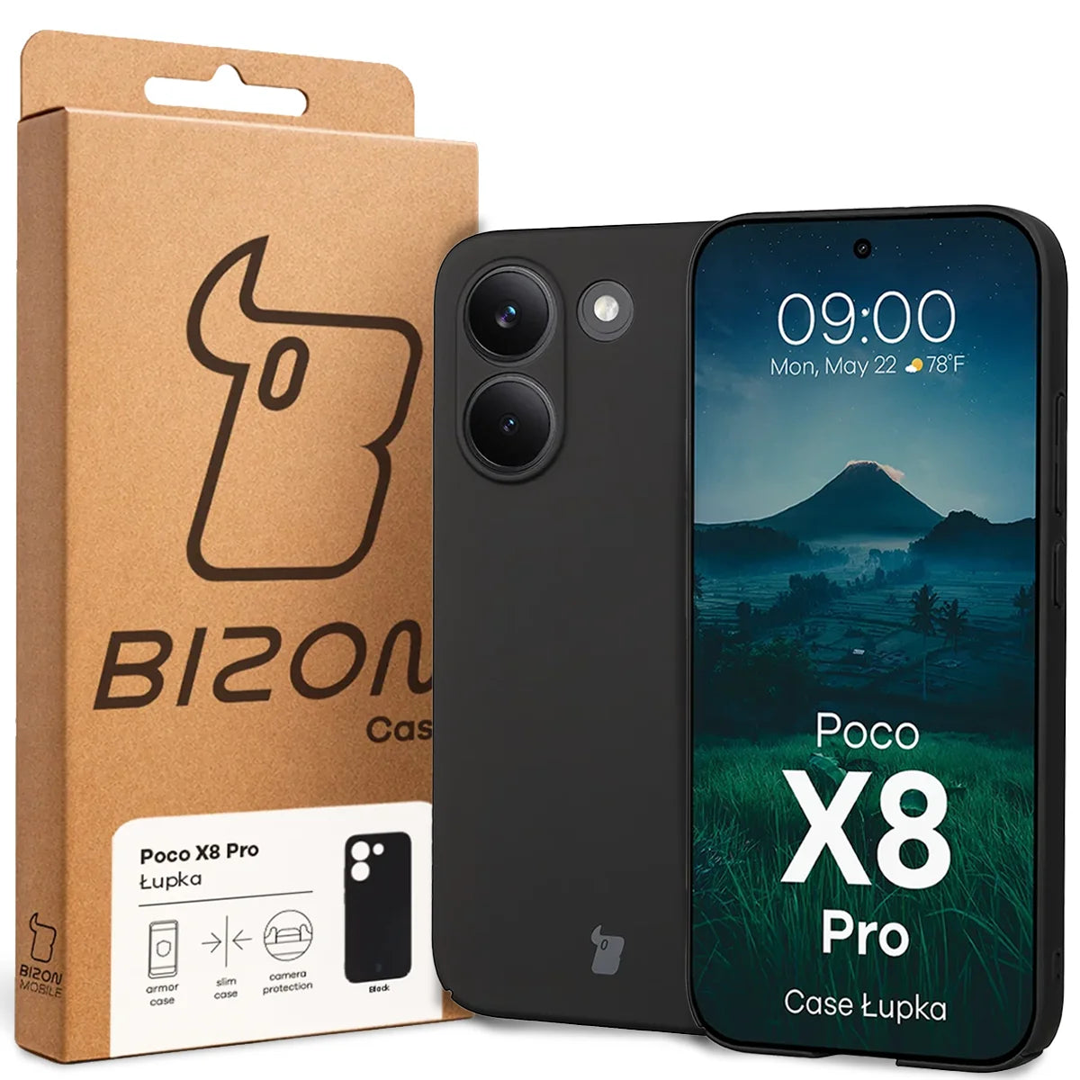 Handyhülle für Xiaomi POCO X8 Pro, Bizon Case Lupka, Schwarz