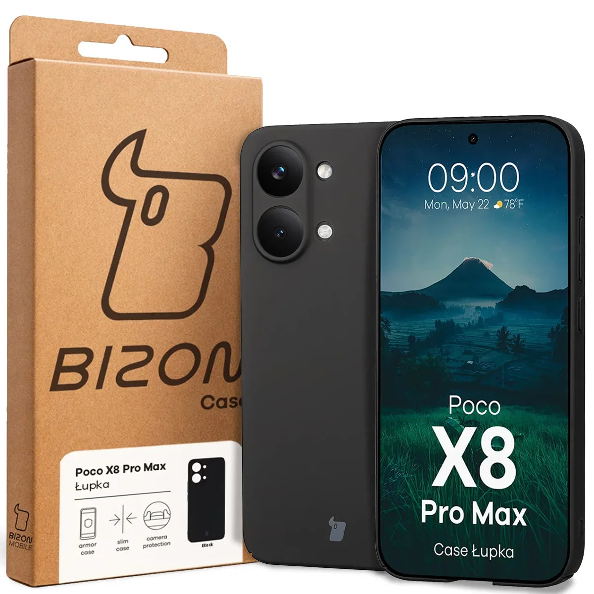 Handyhülle für Xiaomi POCO X8 Pro Max, Bizon Case Lupka, Schwarz