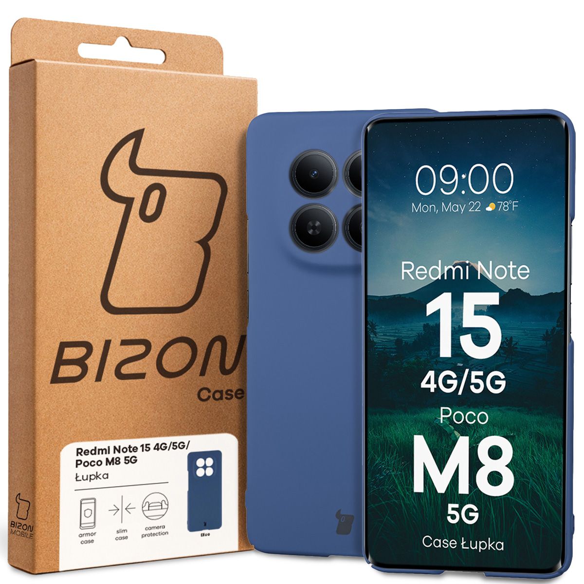 Handyhülle für Xiaomi Redmi Note 15 4G/5G / POCO M8 5G, Bizon Case Lupka, Blau