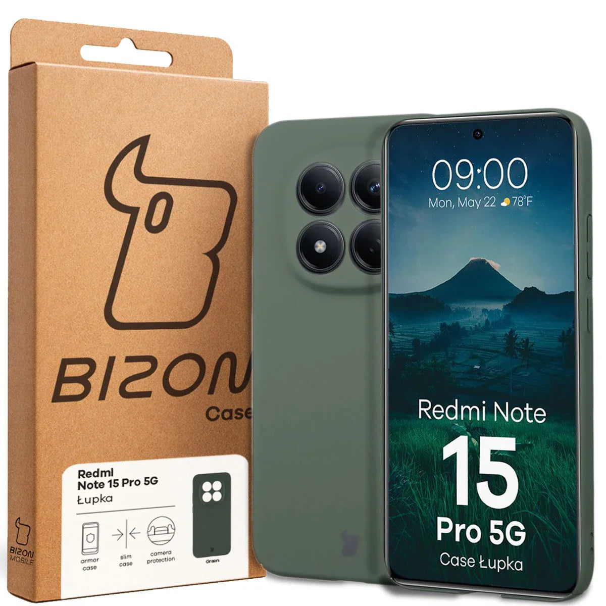 Handyhülle für Xiaomi Redmi Note 15 Pro 5G, Bizon Case Lupka, Grün