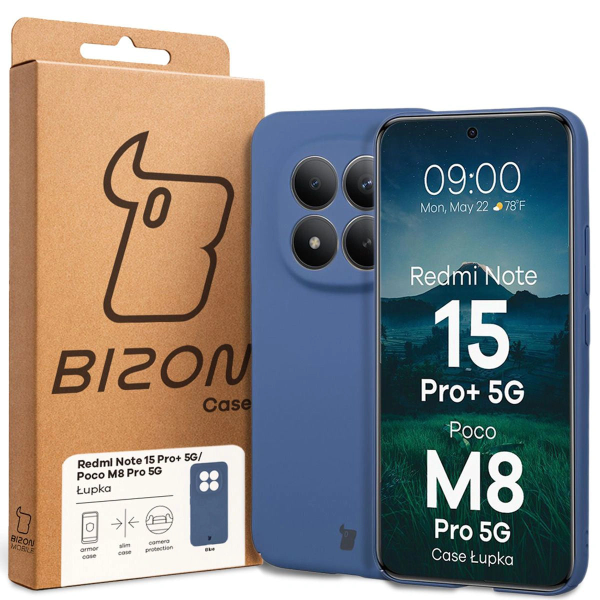 Handyhülle für Xiaomi Redmi Note 15 Pro Plus 5G / POCO M8 Pro 5G, Bizon Case Lupka, Blau