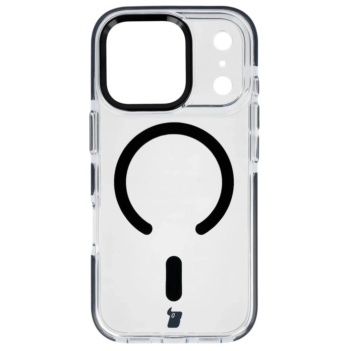 Handyhülle mit Magnetring für iPhone 17 Pro, Bizon Case Marco, Transparent mit schwarzem Rahmen