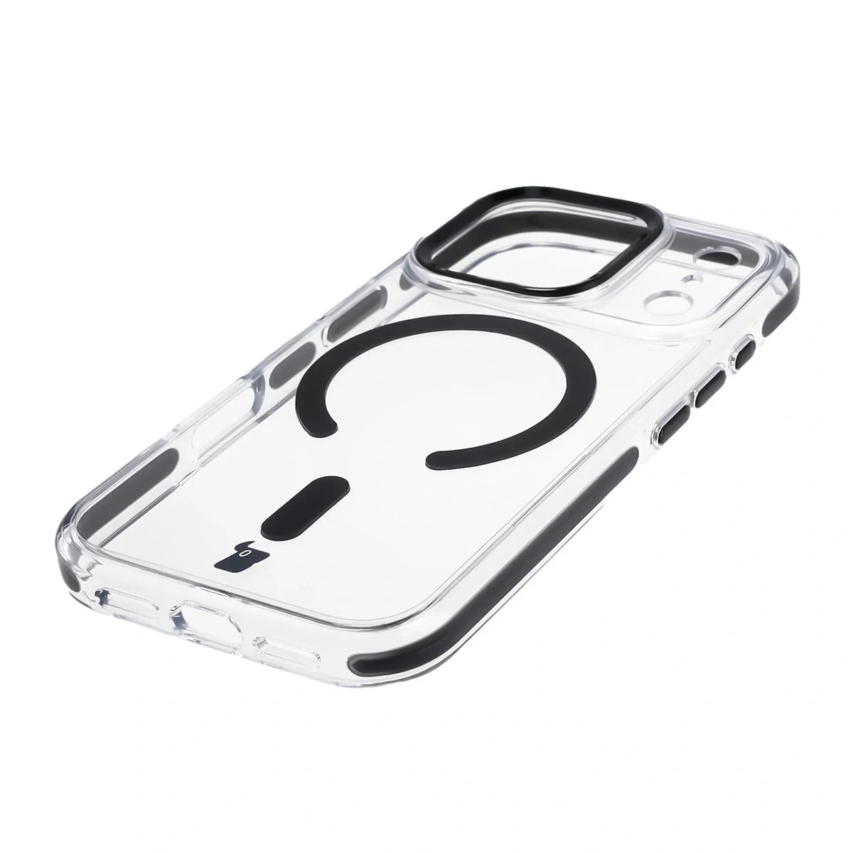 Handyhülle mit Magnetring für iPhone 17 Pro, Bizon Case Marco, Transparent mit schwarzem Rahmen