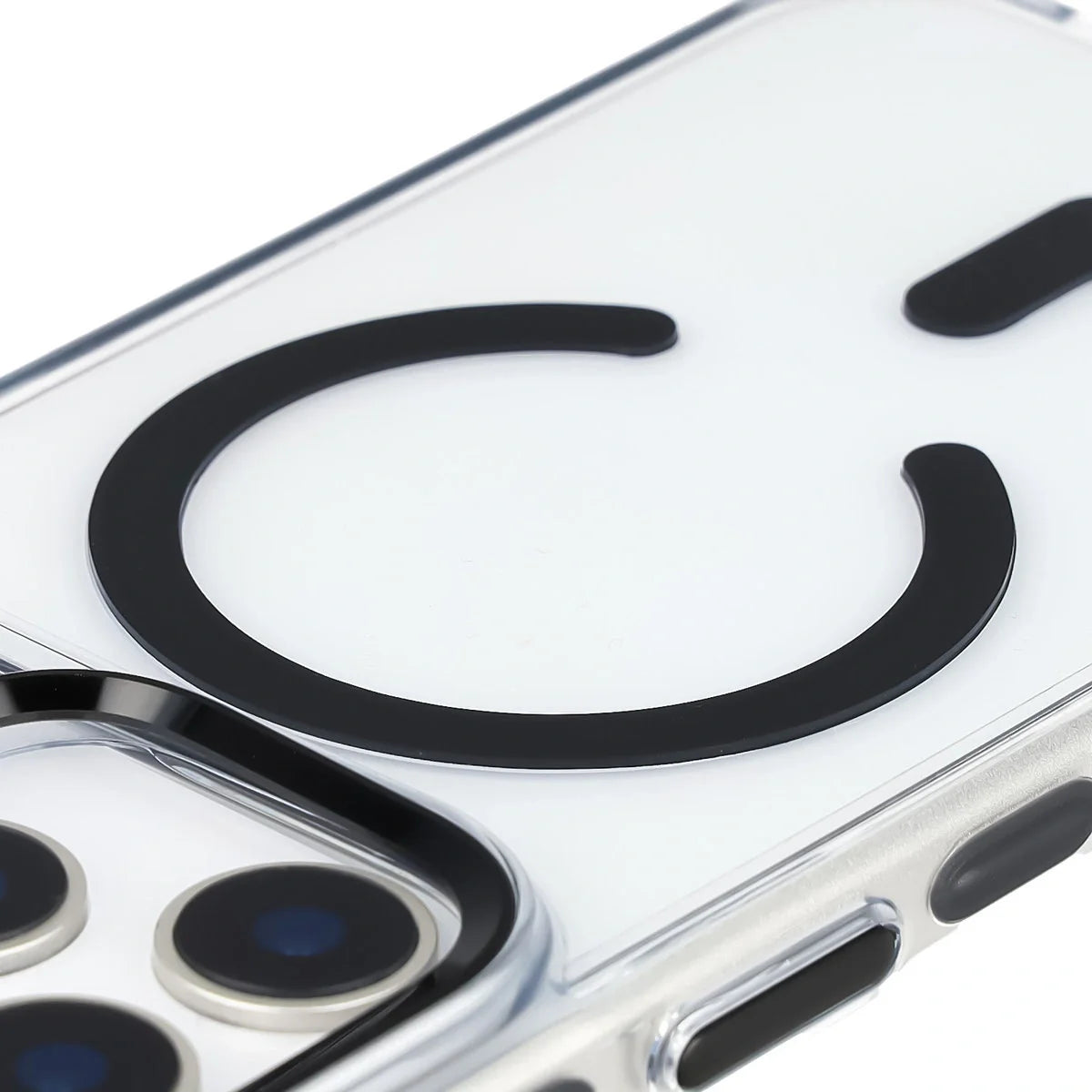Handyhülle mit Magnetring für iPhone 17 Pro, Bizon Case Marco, Transparent mit schwarzem Rahmen