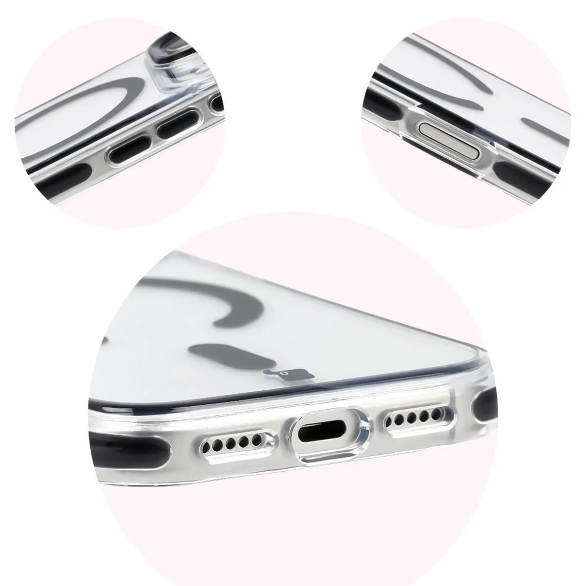 Handyhülle mit Magnetring für iPhone 17 Pro, Bizon Case Marco, Transparent mit schwarzem Rahmen