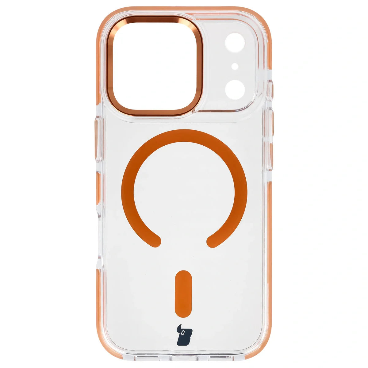 Handyhülle mit Magnetring für iPhone 17 Pro, Bizon Case Marco, Transparent mit orangem Rahmen