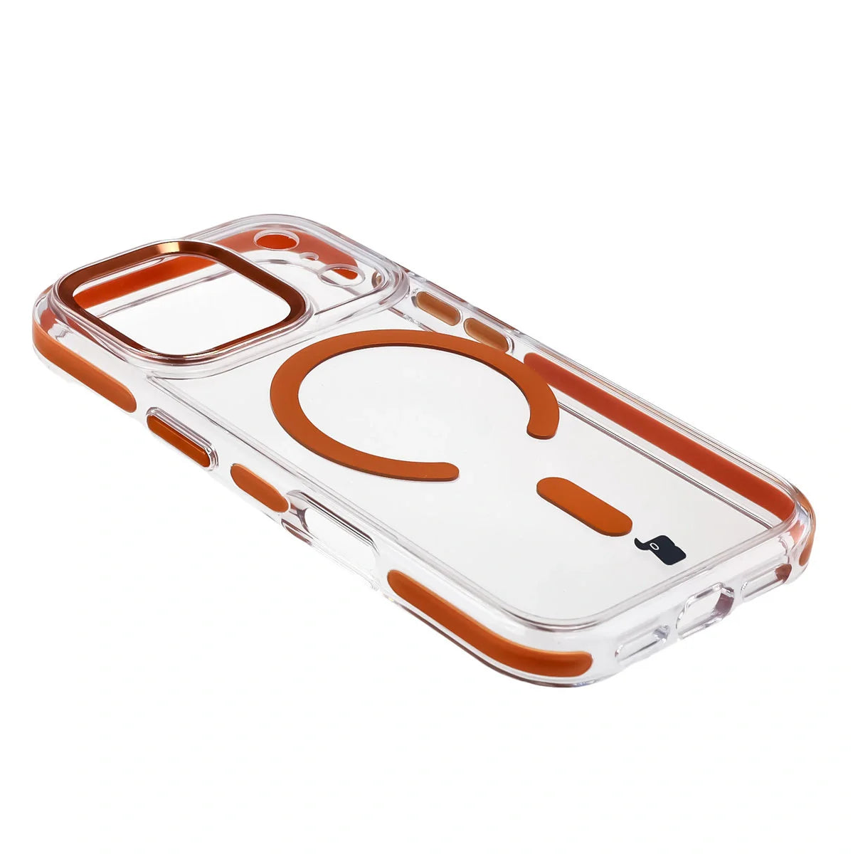 Handyhülle mit Magnetring für iPhone 17 Pro, Bizon Case Marco, Transparent mit orangem Rahmen