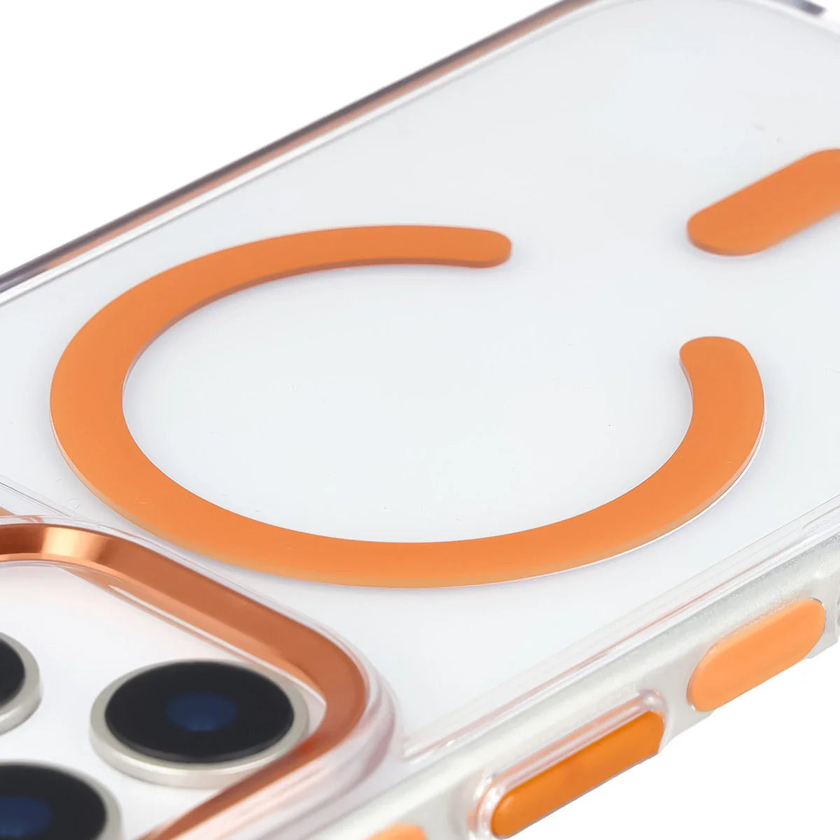 Handyhülle mit Magnetring für iPhone 17 Pro, Bizon Case Marco, Transparent mit orangem Rahmen