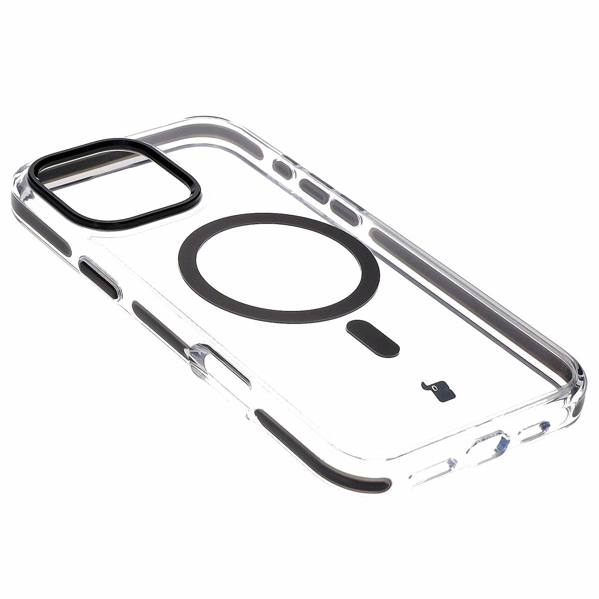 Handyhülle mit Magnetring für iPhone 16 Pro Max, Bizon Case Marco, Transparent mit schwarzem Rahmen