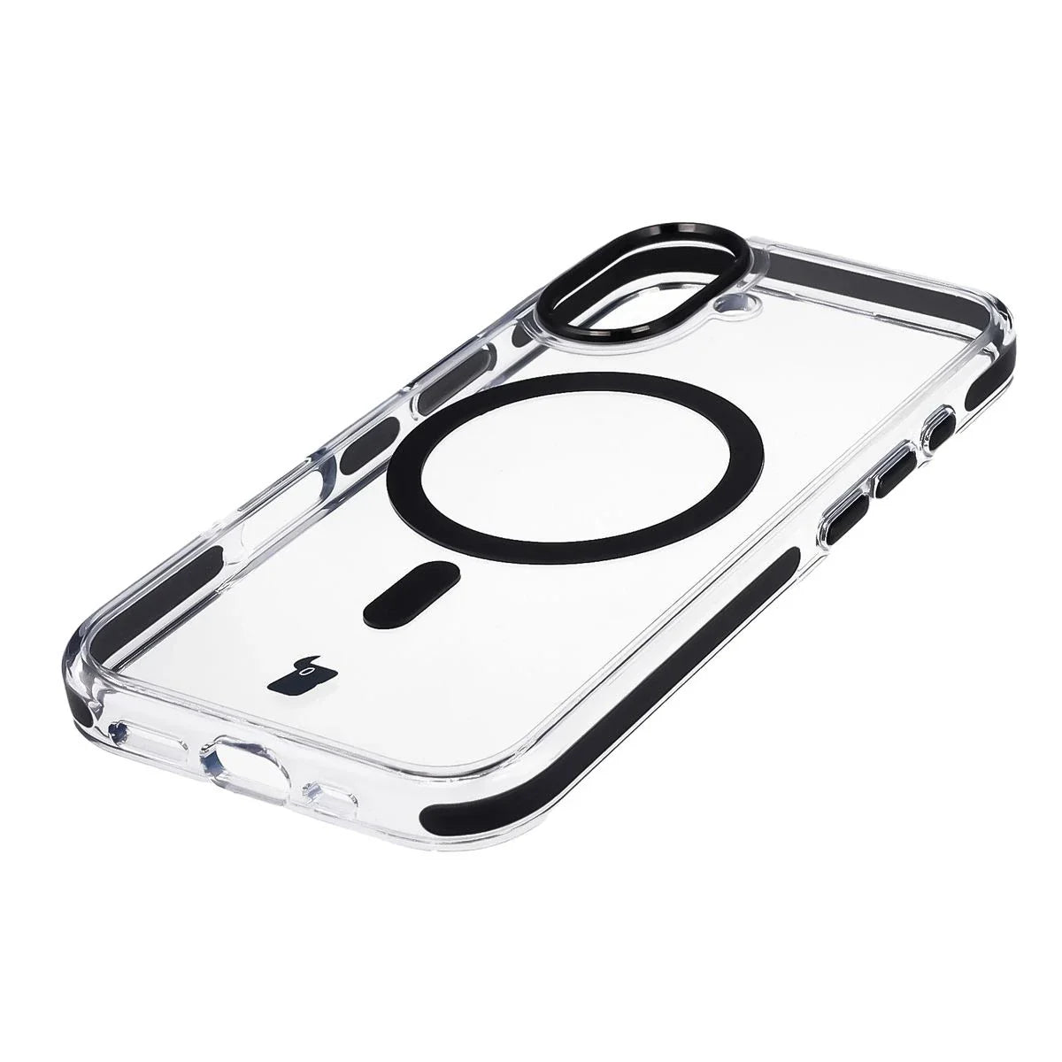 Handyhülle mit Magnetring für iPhone 17, Bizon Case Marco, Transparent mit schwarzem Rahmen