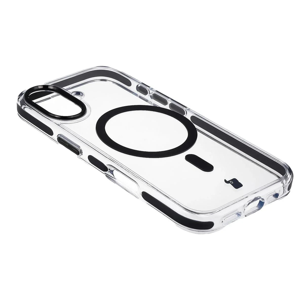 Handyhülle mit Magnetring für iPhone 17, Bizon Case Marco, Transparent mit schwarzem Rahmen