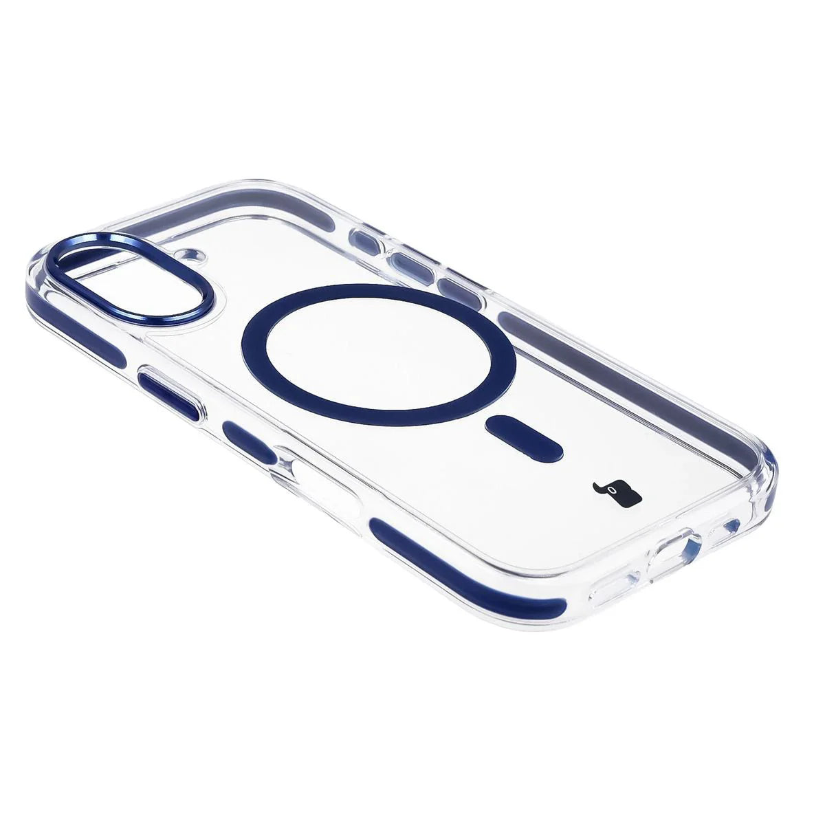 Handyhülle mit Magnetring für iPhone 17, Bizon Case Marco, Transparent mit blauem Rahmen