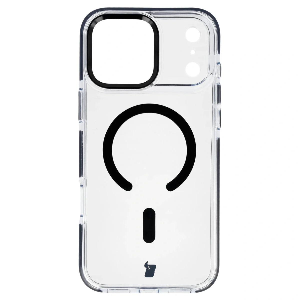 Handyhülle mit Magnetring für iPhone 17 Pro Max, Bizon Case Marco, Transparent mit schwarzem Rahmen