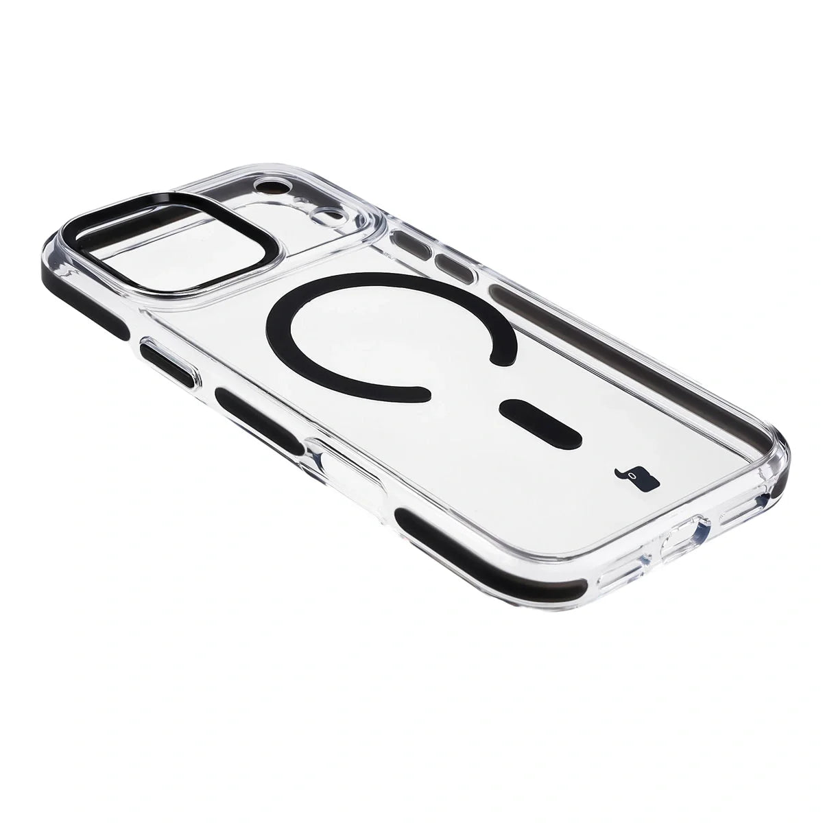 Handyhülle mit Magnetring für iPhone 17 Pro Max, Bizon Case Marco, Transparent mit schwarzem Rahmen