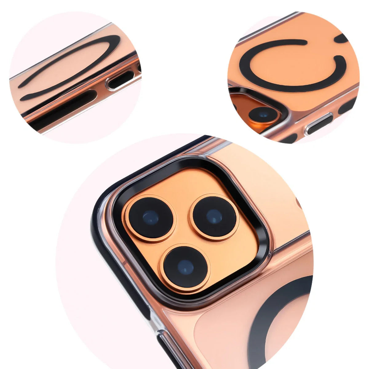 Handyhülle mit Magnetring für iPhone 17 Pro Max, Bizon Case Marco, Transparent mit schwarzem Rahmen