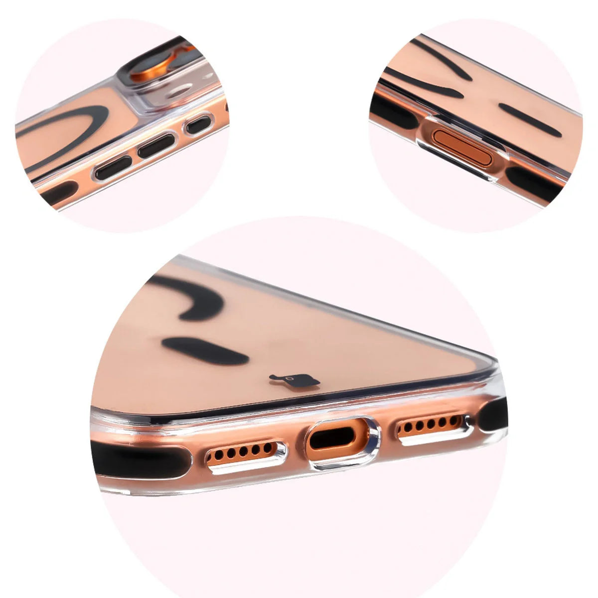 Handyhülle mit Magnetring für iPhone 17 Pro Max, Bizon Case Marco, Transparent mit schwarzem Rahmen