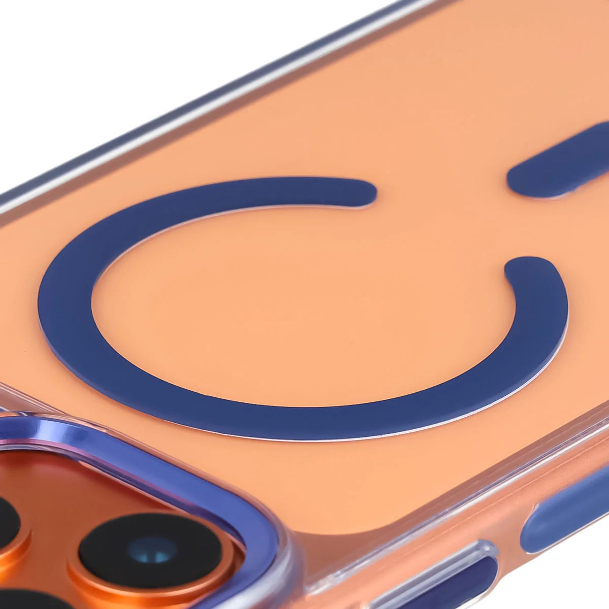 Handyhülle mit Magnetring für iPhone 17 Pro Max, Bizon Case Marco, Transparent mit blauem Rahmen