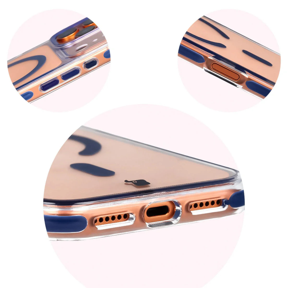 Handyhülle mit Magnetring für iPhone 17 Pro Max, Bizon Case Marco, Transparent mit blauem Rahmen