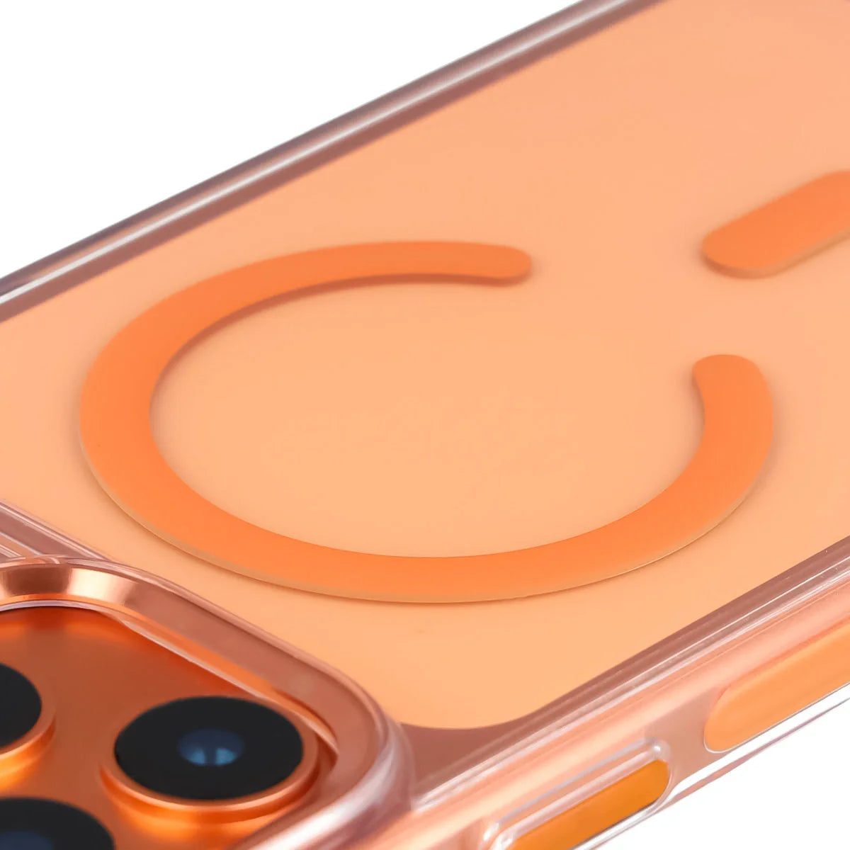 Handyhülle mit Magnetring für iPhone 17 Pro Max, Bizon Case Marco, Transparent mit orangem Rahmen