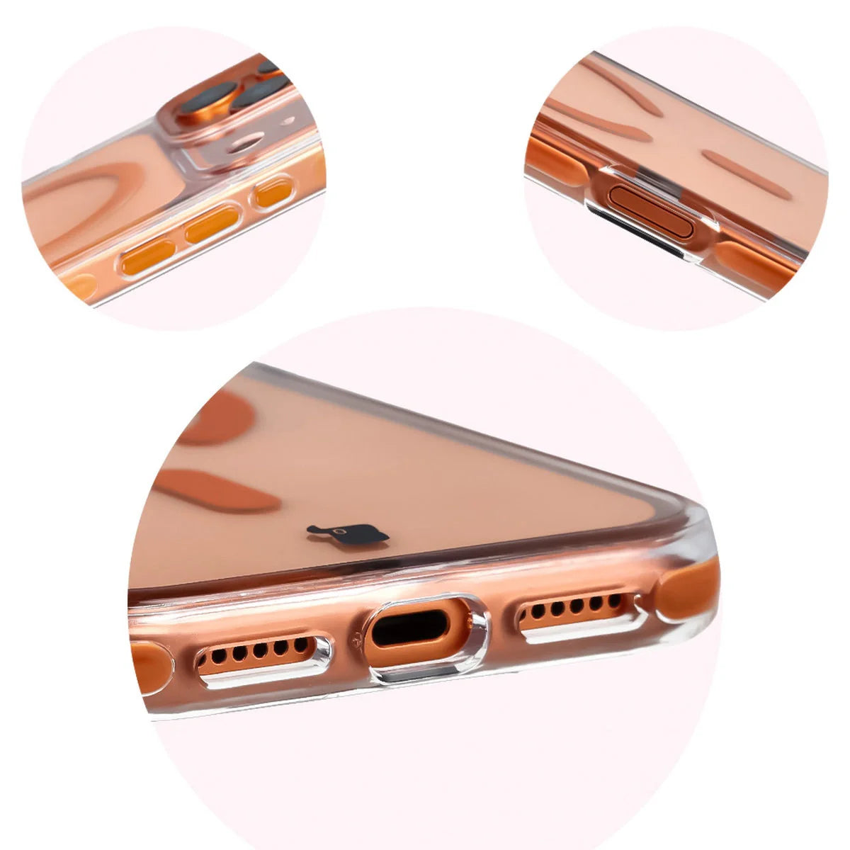 Handyhülle mit Magnetring für iPhone 17 Pro Max, Bizon Case Marco, Transparent mit orangem Rahmen