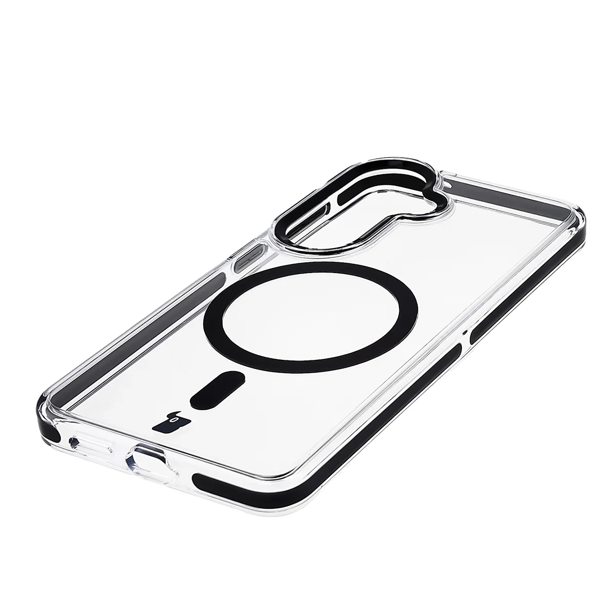 Handyhülle mit Magnetring für Galaxy S26, Bizon Case Marco, Transparent mit schwarzem Rahmen