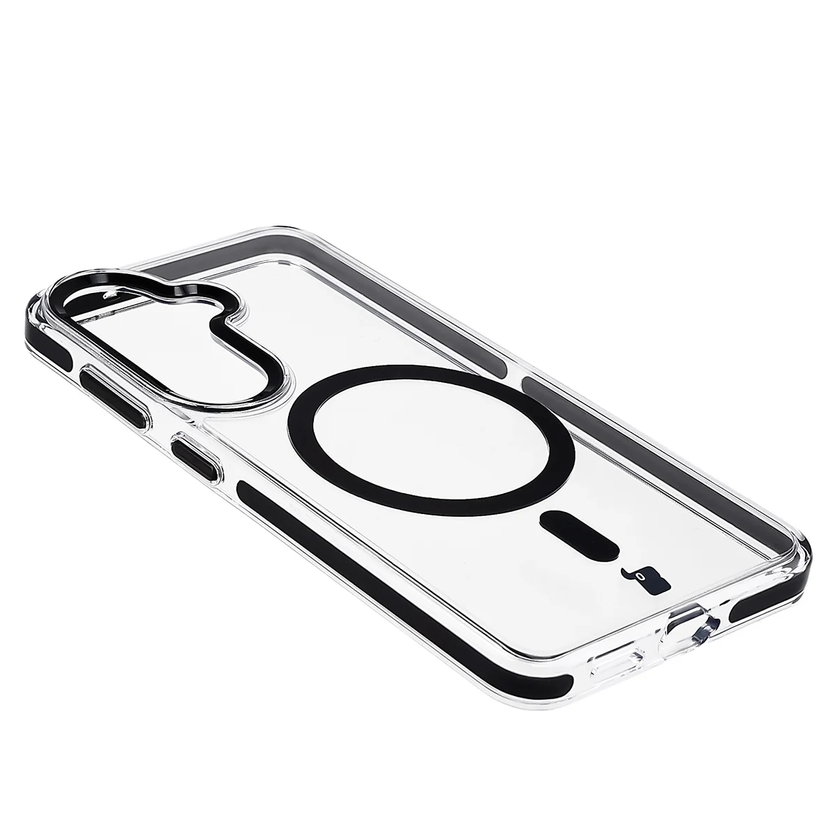 Handyhülle mit Magnetring für Galaxy S26, Bizon Case Marco, Transparent mit schwarzem Rahmen