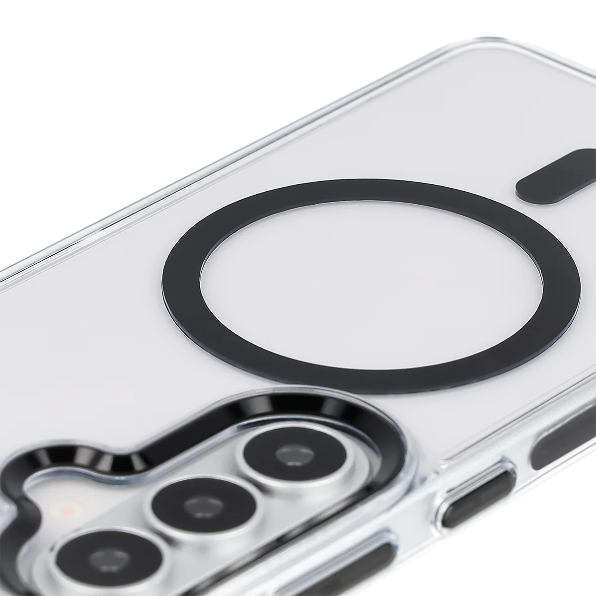 Handyhülle mit Magnetring für Galaxy S26, Bizon Case Marco, Transparent mit schwarzem Rahmen