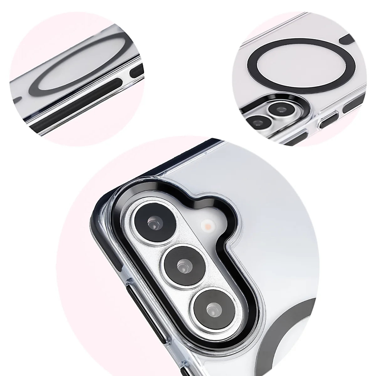 Handyhülle mit Magnetring für Galaxy S26, Bizon Case Marco, Transparent mit schwarzem Rahmen