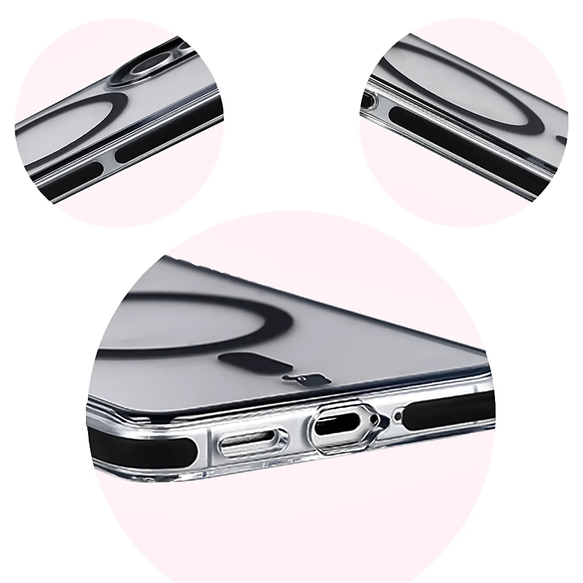 Handyhülle mit Magnetring für Galaxy S26, Bizon Case Marco, Transparent mit schwarzem Rahmen