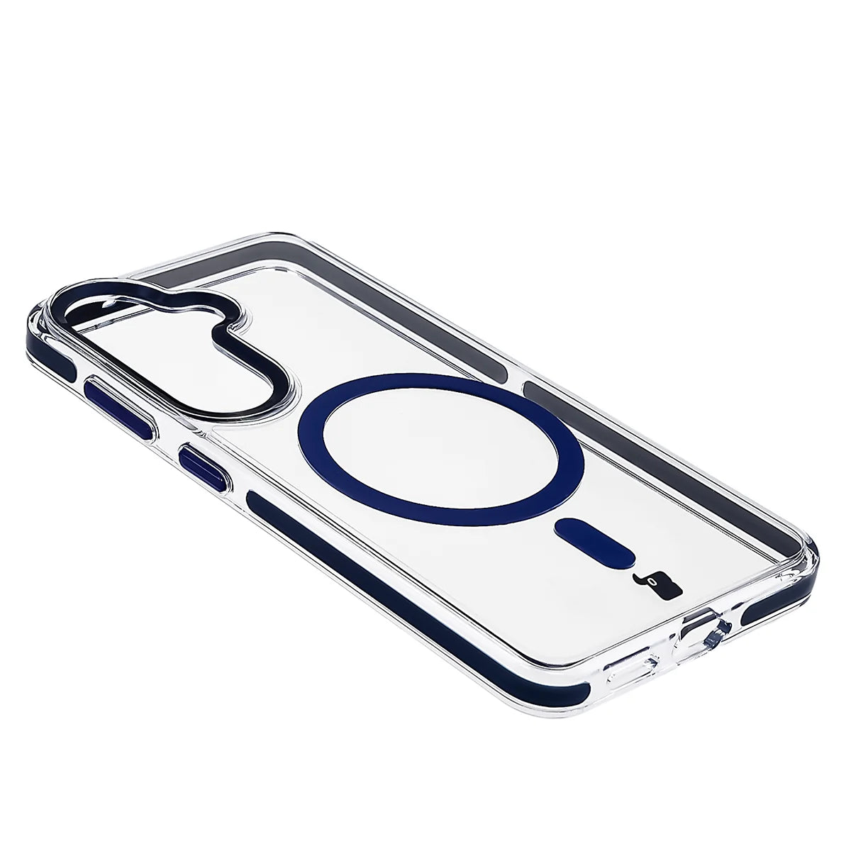 Handyhülle mit Magnetring für Galaxy S26, Bizon Case Marco, Transparent mit blauem Rahmen