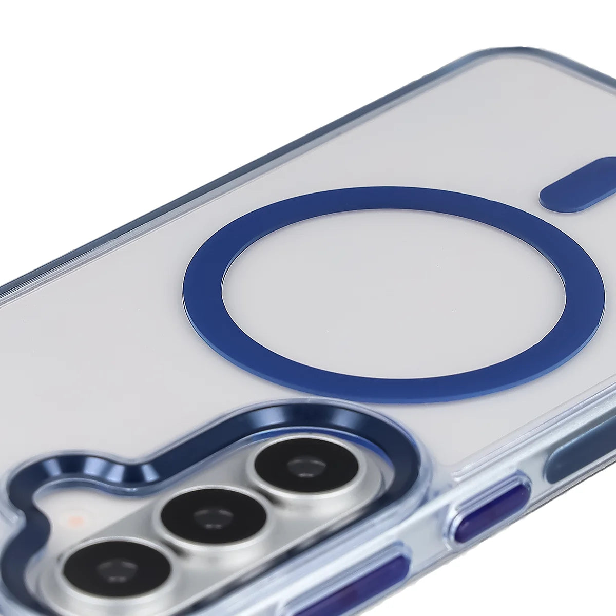 Handyhülle mit Magnetring für Galaxy S26, Bizon Case Marco, Transparent mit blauem Rahmen