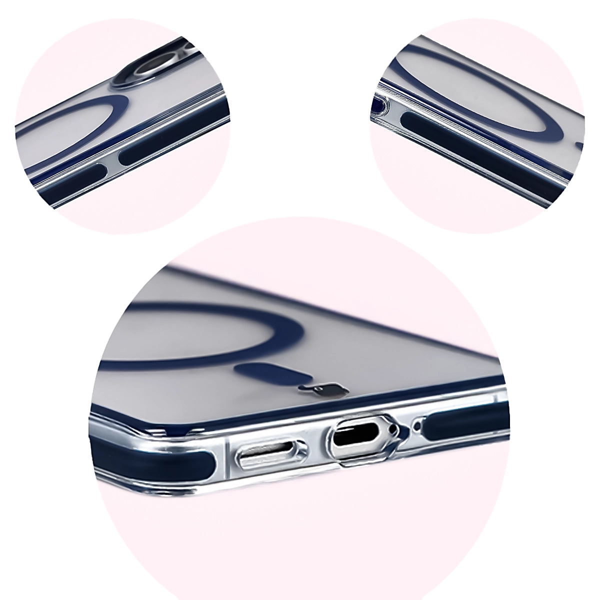 Handyhülle mit Magnetring für Galaxy S26, Bizon Case Marco, Transparent mit blauem Rahmen