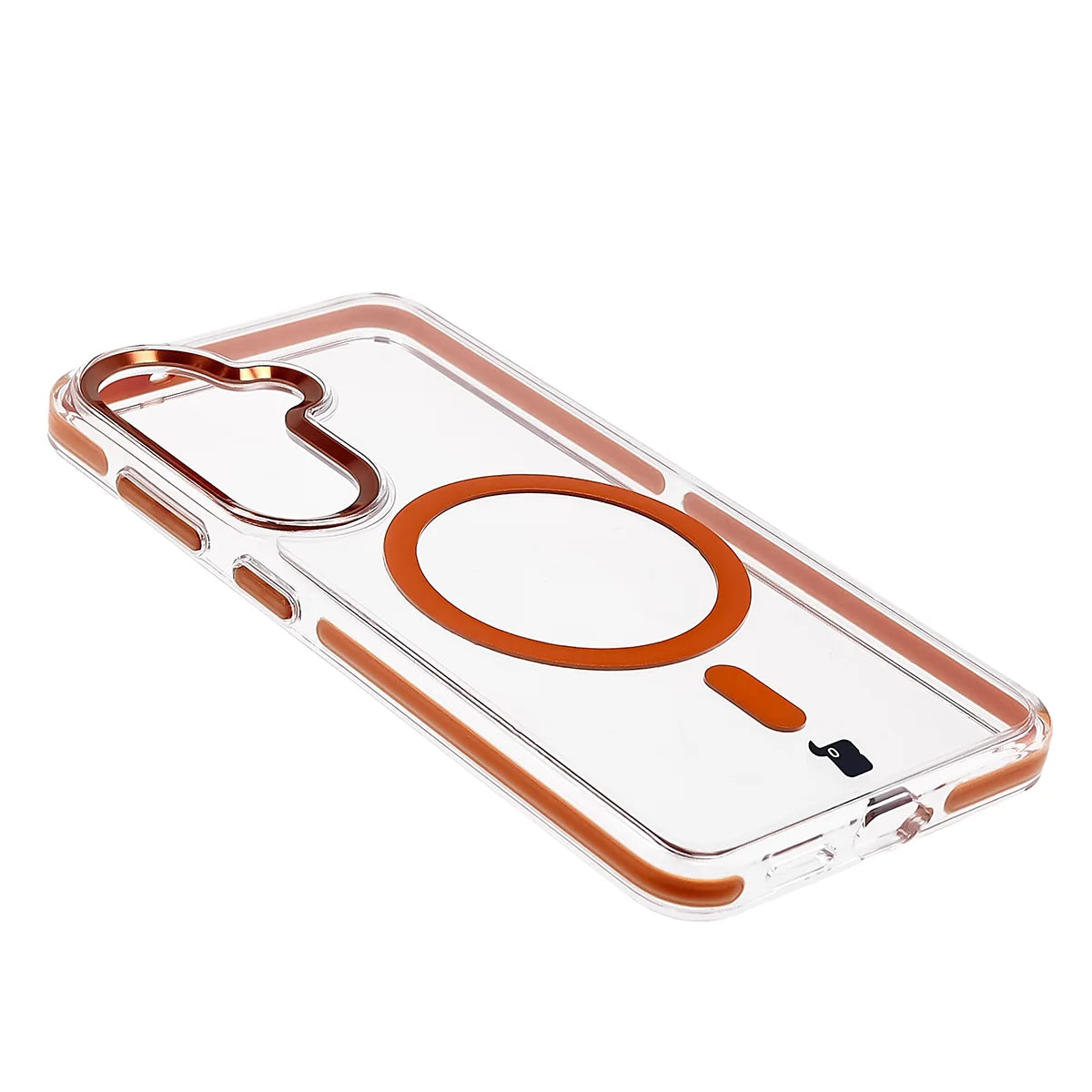 Handyhülle mit Magnetring für Galaxy S26, Bizon Case Marco, Transparent mit orangem Rahmen