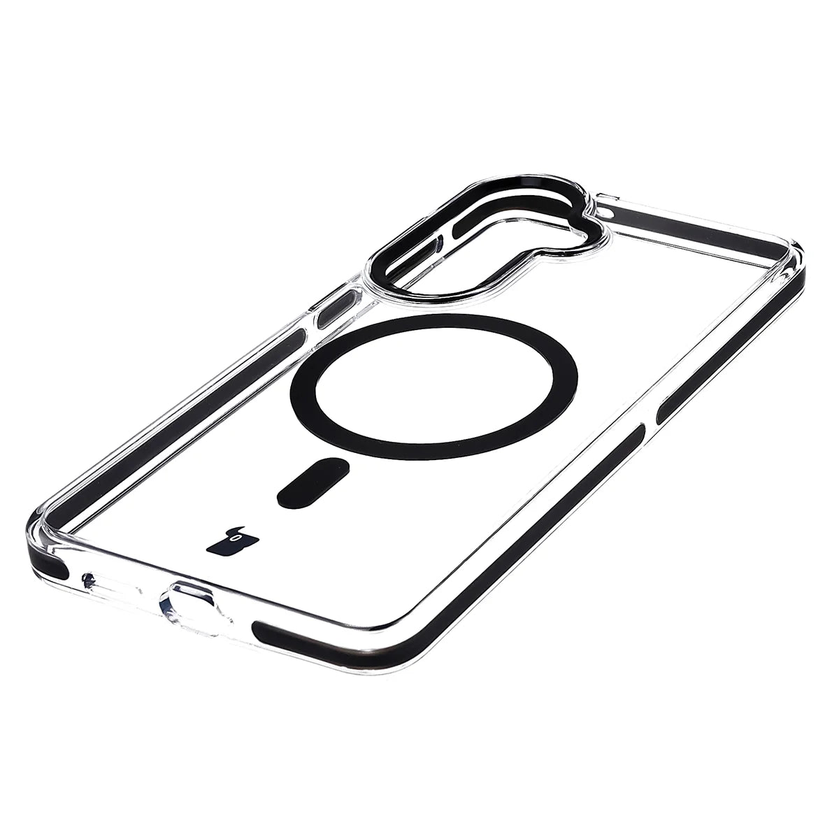 Handyhülle mit Magnetring für Galaxy S26 Plus, Bizon Case Marco, Transparent mit schwarzem Rahmen