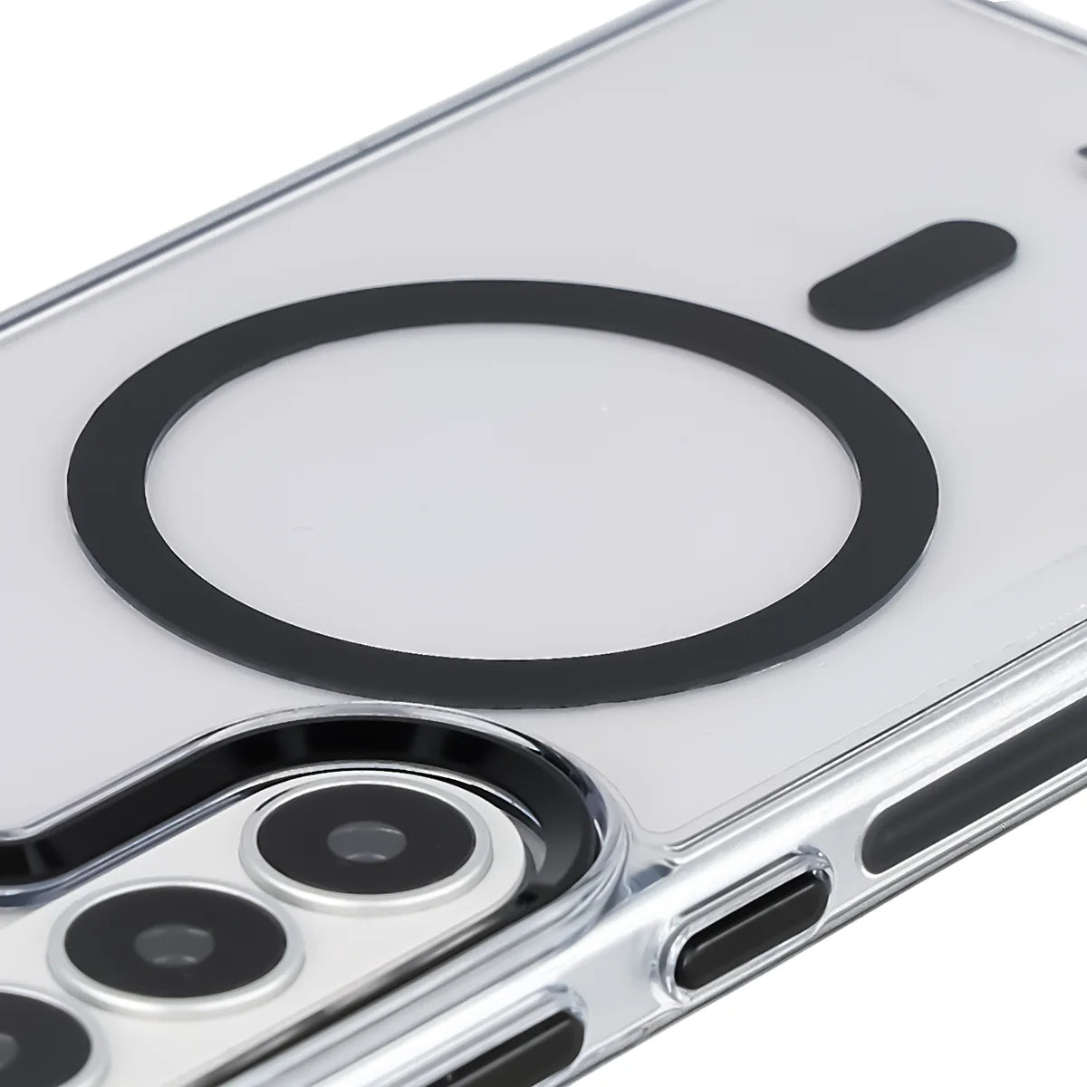 Handyhülle mit Magnetring für Galaxy S26 Plus, Bizon Case Marco, Transparent mit schwarzem Rahmen