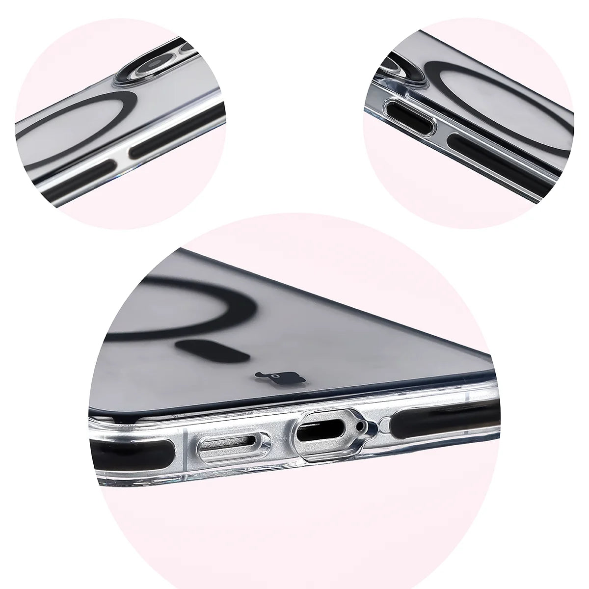 Handyhülle mit Magnetring für Galaxy S26 Plus, Bizon Case Marco, Transparent mit schwarzem Rahmen
