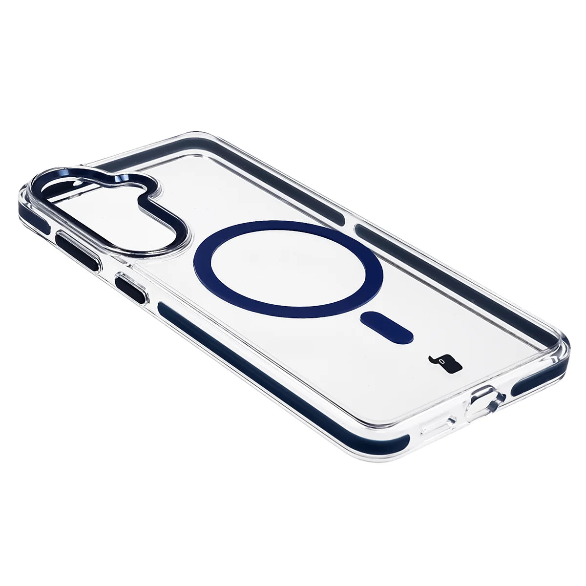 Handyhülle mit Magnetring für Galaxy S26 Plus, Bizon Case Marco, Transparent mit blauem Rahmen
