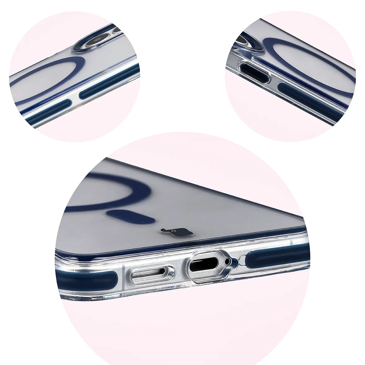 Handyhülle mit Magnetring für Galaxy S26 Plus, Bizon Case Marco, Transparent mit blauem Rahmen