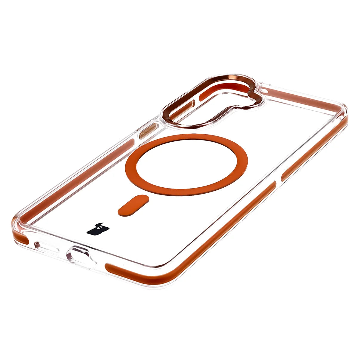 Handyhülle mit Magnetring für Galaxy S26 Plus, Bizon Case Marco, Transparent mit orangem Rahmen