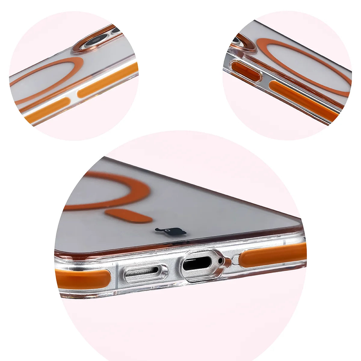 Handyhülle mit Magnetring für Galaxy S26 Plus, Bizon Case Marco, Transparent mit orangem Rahmen