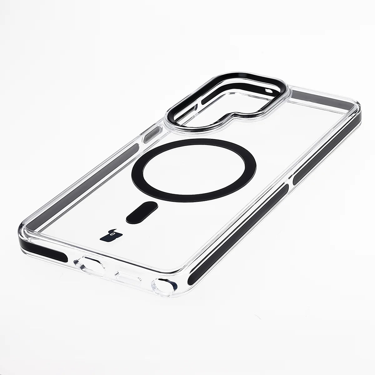Handyhülle mit Magnetring für Galaxy S26 Ultra, Bizon Case Marco, Transparent mit schwarzem Rahmen