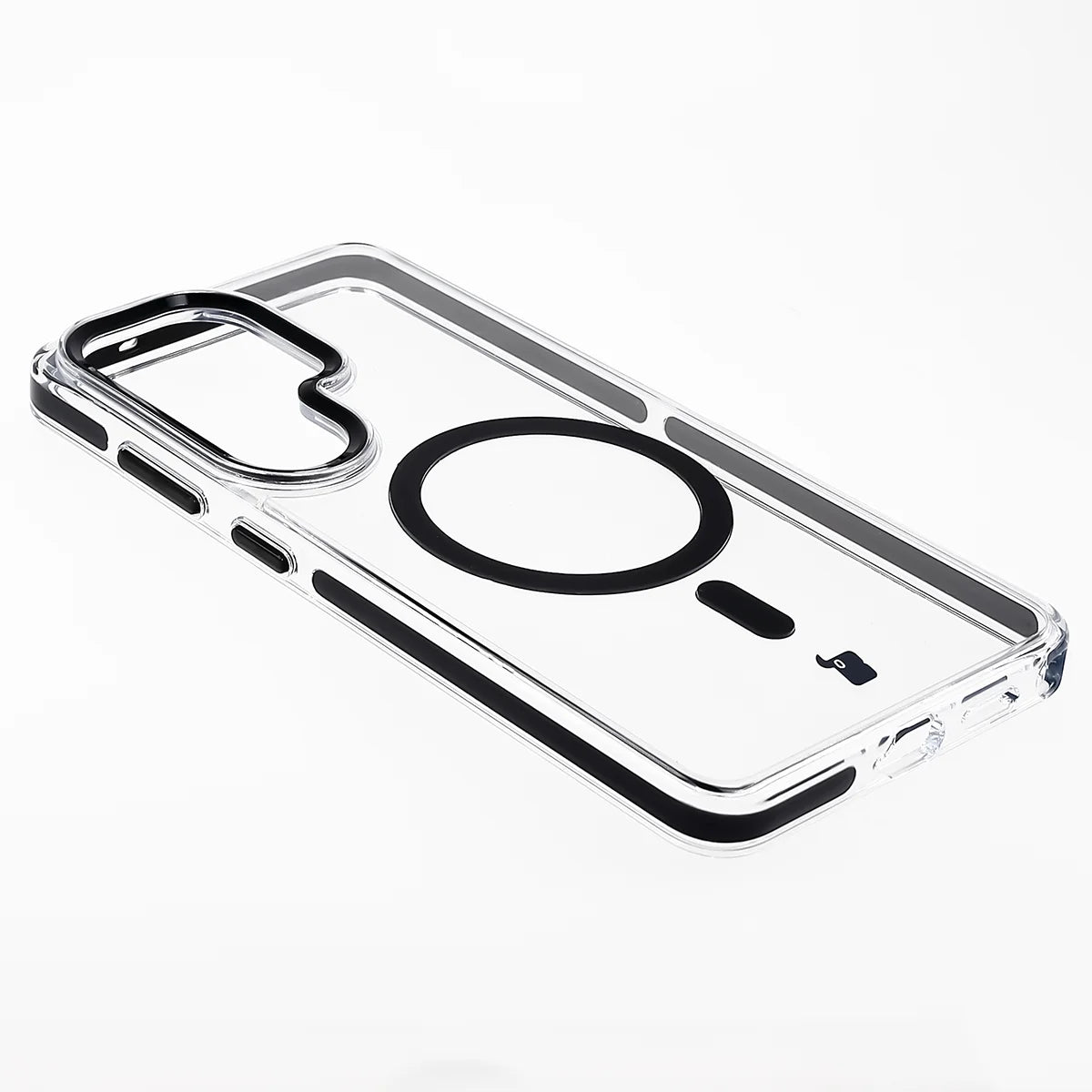 Handyhülle mit Magnetring für Galaxy S26 Ultra, Bizon Case Marco, Transparent mit schwarzem Rahmen