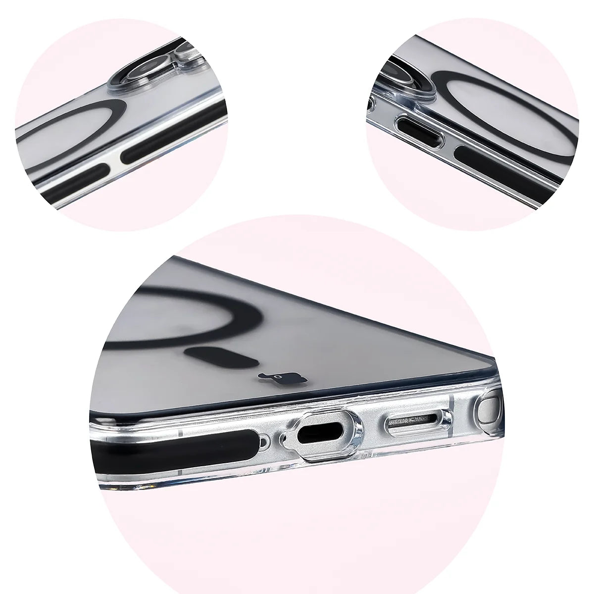 Handyhülle mit Magnetring für Galaxy S26 Ultra, Bizon Case Marco, Transparent mit schwarzem Rahmen