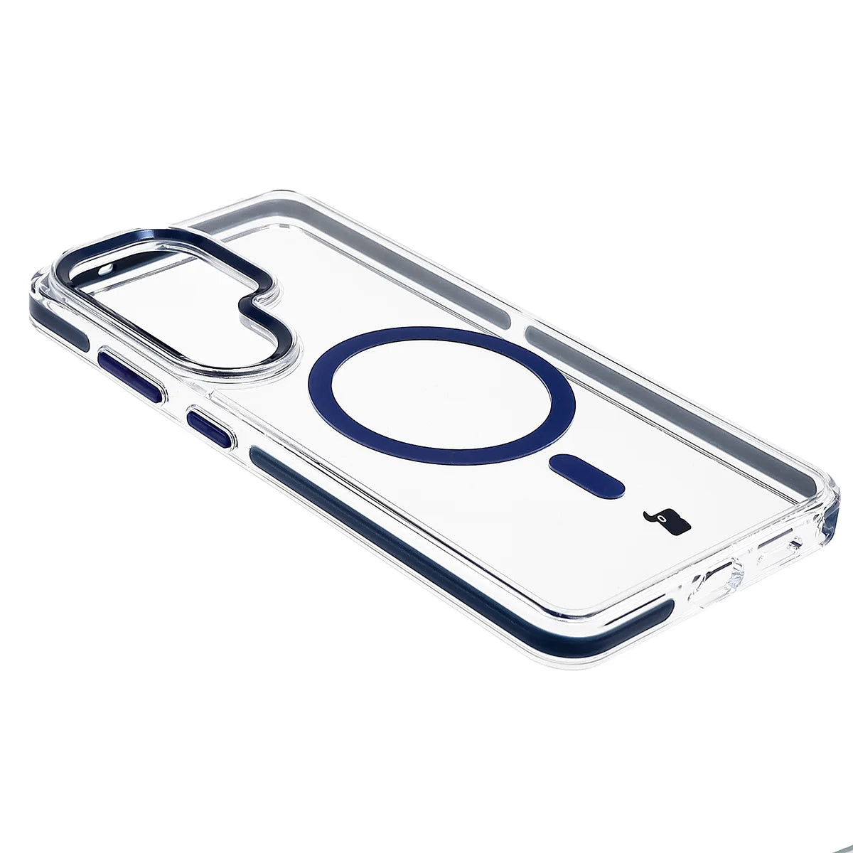 Handyhülle mit Magnetring für Galaxy S26 Ultra, Bizon Case Marco, Transparent mit blauem Rahmen