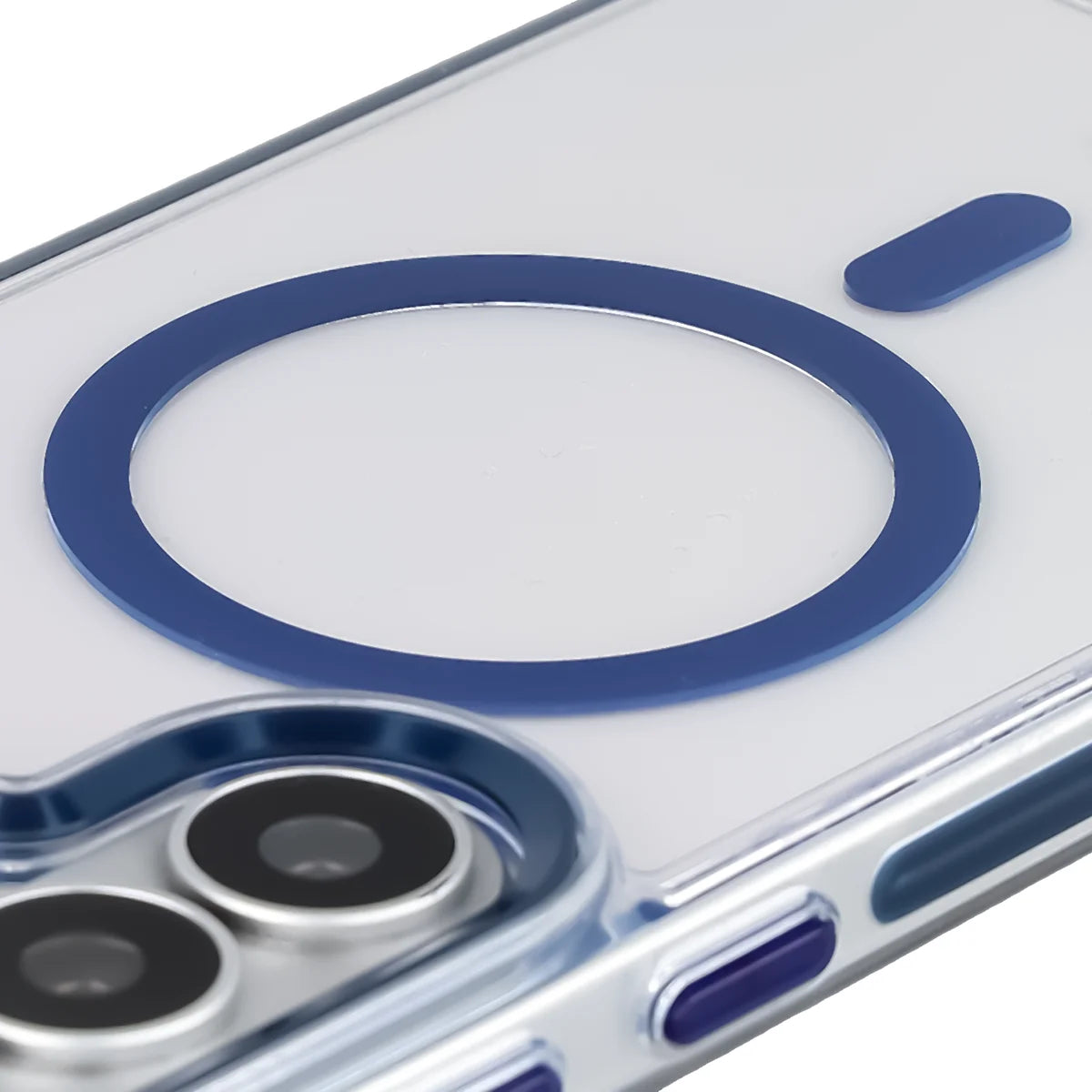 Handyhülle mit Magnetring für Galaxy S26 Ultra, Bizon Case Marco, Transparent mit blauem Rahmen
